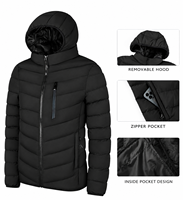 Veste d'hiver en polyester à capuche doublée de polaire pour homme, épaisseur standard, avec logo brodé personnalisé, prix usine CN Bangladesh