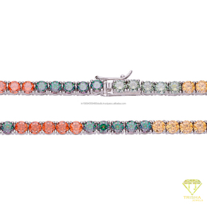 Collier Chaîne Tennis Coloré Effet Givré, Design Pierre Ronde Scintillante, Style Luxe, Bijoux Hip Hop pour Hommes et Femmes, Vente en Gros - Product Image 3