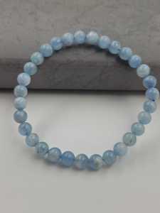 Natural Aquamarine Smooth Round <b>Beads</b> <b>Bracelet</b> | High Quality Light Blue Gemstone Stretch <b>Bracelet</b> Wholesale - Product Image 1