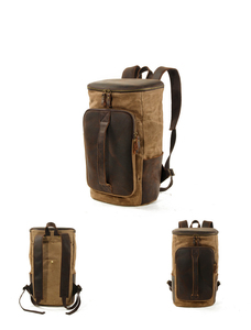 Vintage Gym <b>Backpack</b> With Leather Accents Zipper Closure Adjustable Straps <b>Water</b> <b>Resistant</b> Travel Bag 36-55L Unisex - Product Image 1