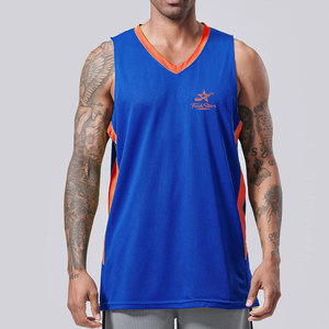 Nouveauté Maillot de basket sans manches pour homme Col en V Tissu 100% polyester Couleurs personnalisées Logo Séchage rapide Respirant - Product Image 4