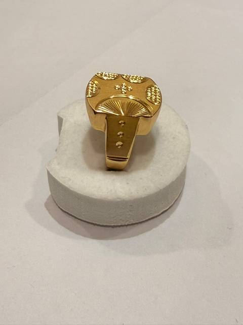 Men’s Gold Plated Square Signet Ring Vintage Design Beaded Pattern Luxury Fashion Jewelry for Party Gift Wholesale