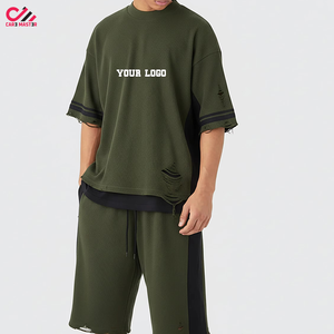 ชุดเซ็ตฤดูร้อนแบบสั้นพิมพ์ลาย DTG ตามสั่ง OEM คุณภาพสูง และชุดเซ็ตสองชิ้น กางเกงขาสั้น ผู้ชาย ผ้าฝ้าย 100% ชุดลำลองฤดูร้อนสำหรับผู้ชาย - Product Image 1