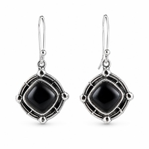 Boucles d'oreilles pendantes en argent sterling 925 faites à la main avec pierre précieuse onyx noir, bijoux élégants vintage, fournisseur en gros - Product Image 6