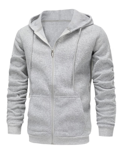 Men's Hooded Zipper Sweatshirt Regular Fit Solid Gray Casual Autumn Wear 100% Cotton Knitted Breathable Design made Bangladesh - Product Image 1