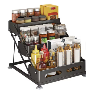 Étagère à épices de cuisine 3 niveaux OEM/ODM, réglable en hauteur, pour comptoir, rangement domestique pour vinaigre et assaisonnements - Product Image 1