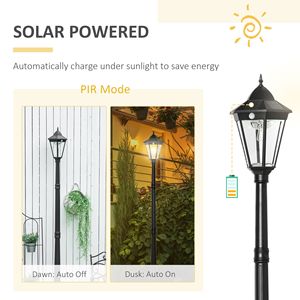 Vintage Solar Powered Outdoor Lamp <b>Post</b> <b>Light</b> 92.5\" Weather Resistant Clear Glass Black ABS Body 4W Warm White 3000K for Garden - Product Image 5