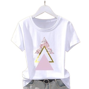 2025 été o-cou femmes haute qualité 100% coton T-shirt élégant Vintage imprimé décontracté goutte épaule Style bouton personnalisable - Product Image 1