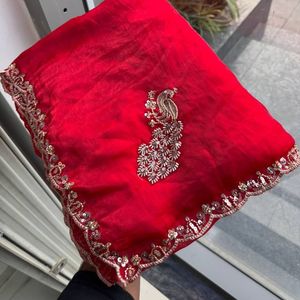 Sari de Seda Premium con Bordado de Lentejuelas y Cuentas Pesadas, Blusa de Diseñador, Estilo Étnico, para Bodas y Eventos, Exportación de Primera Calidad - Product Image 6