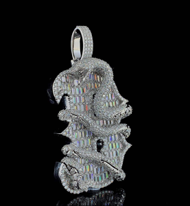 Colgante de Lujo con Letra B de Moissanita, Collar con Dije de Corte Baguette Iced Out, Tono Oro Blanco, Joyería Hip Hop, Regalo - Product Image 6