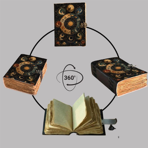Diario de Cuero con Diseño del Zodíaco Celestial, Libro de Sombras Gótico Personalizado, Libro de Hechizos de Brujería, Cuaderno de Astrología - Product Image 3