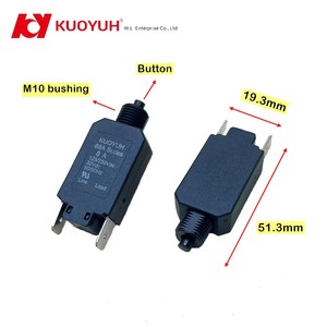 Disjoncteur à bouton-poussoir KUOYUH série 88A 3A-20A 125/250V CA, bouton noir, écrou de montage M10, étanche, usage industriel et domestique - Product Image 4