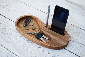 Solid <b>Wood</b> Polished Wall Hanging Multifunction Mobile Stand Tray - Product Image 2