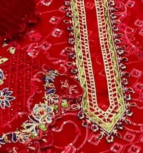 Dupatta-vestido bordado a mano de chifón, nuevo vestido indio paquistaní bordado en color granate, 2021 - Product Image 3