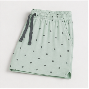 Custom Pale Mint Polka Dot Womens Relaxed A-Line Fit Drawstring <b>Lounge</b> <b>Shorts</b> Fluid Modal Jersey - Product Image 6