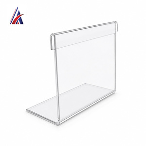 Support magnétique en acrylique moderne de qualité supérieure en forme de L, pour étiquettes de prix, incliné, transparent, pour table ou comptoir, 90x65mm, lot de 50 pièces - Product Image 4