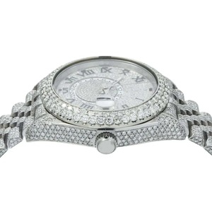 Reloj Clásico de Cuarzo para Hombre con Incrustaciones de Diamantes Moissanite VVS en Oro Blanco, Esfera Blanca Romana, Reloj de Alta Calidad - Product Image 3