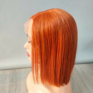 Perruque de Cheveux Humains Bob Couleur Orange Dentelle Transparente 100% Os Vietnamien Qualité Droite Super Cheveux Humains de Haute Qualité - Product Image 6