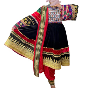OEM ODM Service Afghan Kuchi Handmade Embroidered Button Floor Length Vintage Women's Dress Multi Color Afghan Kuchi Dresses - Product Image 1