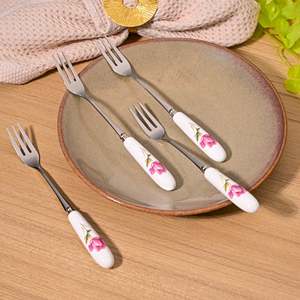Chic <b>Set</b> of 4 <b>Ceramic</b> Rosebud Forks - Product Image 3