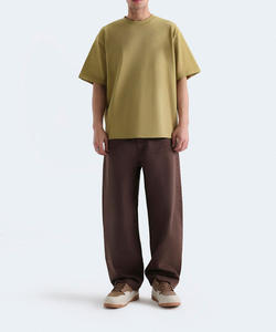 T-shirt tricoté en coton épais délavé à l'acide, coupe classique, personnalisable avec votre logo, style vintage vieilli, collection été 2026 pour homme - Product Image 1