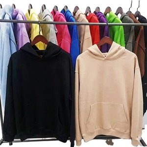 Sweat-shirt à capuche pour homme, coupe ample, en molleton de coton épais, couleur unie, coupe classique, tricoté, décontracté, pour l'automne, avec poches - Product Image 1