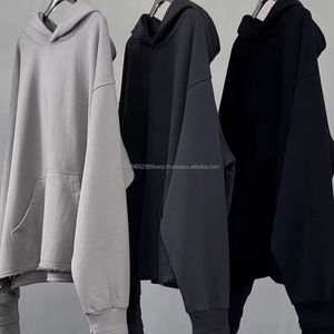 Sudadera con capucha de gran tamaño pesada para hombre de otoño con dedos expuestos y capucha bordada, aspecto lavado Retro de invierno, estilo callejero - Product Image 1