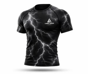 <b>Men's</b> Black Lightning <b>Compression</b> <b>Shirt</b> Short Sleeve Rash Guard Gym Fitness Workout Athletic Base Layer Performance Sportswear - Product Image 2