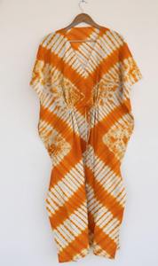 ชุดเดรสคาฟทันผ้าฝ้ายย้อมสีแบบโบโฮรักษ์โลกสำหรับผู้หญิง คอวี แขนกิโมโนสั้นทรงกว้าง ความยาวแม็กซี่ ทำด้วยมือ ระบายอากาศได้ดี - Product Image 5