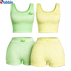 Conjuntos de Ropa de Verano para Mujer, Conjuntos Deportivos Personalizados de Moda Urbana, Conjunto de 2 Piezas, Top Corto y Pantalones Cortos, Conjunto Acanalado - Product Image 5