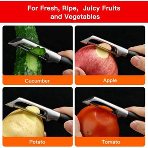 Pelapatate Multifunzione in Acciaio Inox 304 con Manico in Legno Massiccio, Lama Affilata e Resistente, Sbuccia Senza Sforzo Frutta e Verdura - Product Image 2