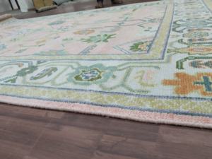 Alfombra de Lana Anudada a Mano de Estilo Oushak Vintage de Lujo, Alfombra Oriental Pastel con Diseño Floral para Sala de Estar Moderna - Product Image 5