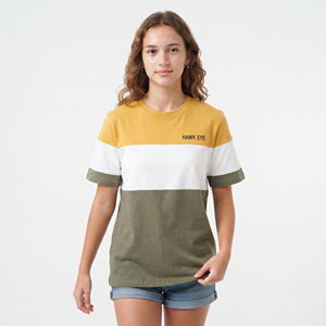Camiseta de Mujer, Corte Regular, Tres Tonos, Logotipo Personalizado, Cuello Redondo, Algodón y Poliéster, Informal, Manga Corta - Product Image 3
