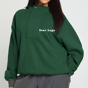 เสื้อฮู้ดดี้สตรีทแวร์ผ้าฟลีซคอตตอน 100% ตัดเย็บตามสั่ง ทรงหลวม น้ำหนักมาก สำหรับฤดูหนาว ปักโลโก้ตามสั่ง สีพื้น - Product Image 1