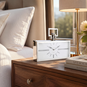 Luxury Silver Metal Table <b>Clock</b> Modern Decorative <b>Desk</b> <b>Clock</b> for Home Office Hotel Living Room Elegant Mantel <b>Clock</b> Home Decor - Product Image 1