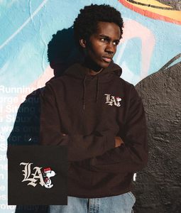Noix de pois Sno opy La Urban Brodé Fabricant Personnalisé de Haute Qualité Coton Éponge Française Lourd Graphique Coton Baggy Capuche - Product Image 2