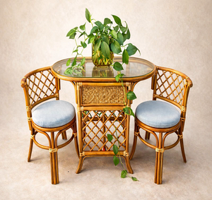 Wholesales Midcentury Bamboo Garden <b>Table</b> Chair Set Eco-Friendly Round Design Coffee <b>Table</b> <b>Space</b> <b>Saving</b> <b>Dining</b> Tablet Garden Set - Product Image 1