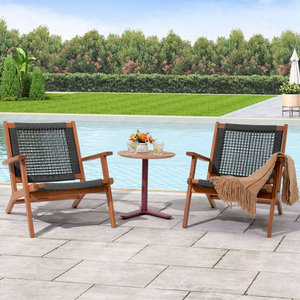 Sillón de Jardín Moderno de Teca para Exteriores, Sillón de Patio Tejido con Cuerda, Silla de Madera Maciza para Jardín, Muebles para Resort o Villa - Product Image 4