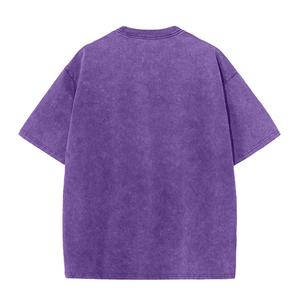 T-shirt Homme Oversize 100% Coton Manches Courtes Col Rond Décontracté Grande Taille Couleur Unie Maille Jersey Lavage Acide Anti-Boulochage Avant - Product Image 4