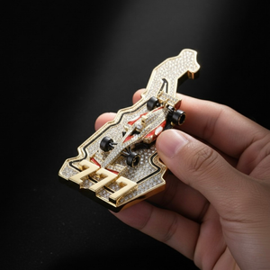 Colgante de Plata con Baño de Rodio y Diamante Cultivado en Laboratorio con Forma de Mapa de Fórmula 1, Personalizado, Regalo para Fanáticos de Carreras, Collar para Fiesta - Product Image 3