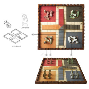 Juego de mesa Ludo de madera para cuatro jugadores con piezas en forma de caballo, juguete de mesa de estrategia moderno para diversión y entretenimiento familiar - Product Image 1