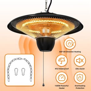 Chauffe-terrasse électrique suspendu ultra-silencieux 1500W, lampe chauffante élégante pour espaces extérieurs - Product Image 1