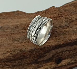 Wholesale Classic 925 Sterling Silver Party <b>Spinner</b> <b>Ring</b> Braided Rope Beaded Double Spinning Band Anti Anxiety Meditation - Product Image 1