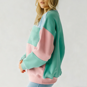 Sudadera de Cuello Alto para Mujer, Color Sólido, Felpa, Algodón Premium Suave, Bordado Frontal, Logotipo Personalizado - Product Image 5