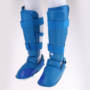 Protections de tibias de boxe en cuir professionnelles Wolon avec cadre en aluminium, design léger, fermeture auto-agrippante, protection renforcée - Product Image 4