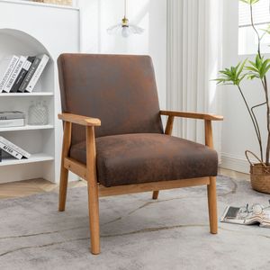 Fauteuil classique de style Mid-Century Modern, 25,38 pouces de large, marron clair, pour salon - Product Image 1