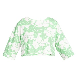 Blusa Corta de Verano para Mujer, Diseño Personalizado, Sublimación Impresa, 100% Algodón Transpirable, Manga Corta, Estilo Sexy y Holgado - Product Image 1