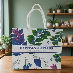 Bolsa de Yute Natural Premium de 20x25cm, Ecológica, Reutilizable, para Compras, con Asas Resistentes, para Comercio Minorista - Product Image 5