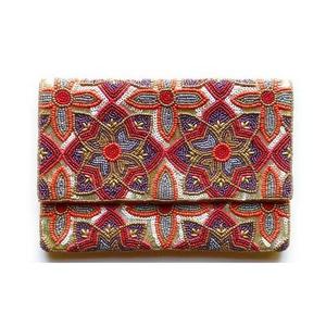 Intricate Artisanal Floral Motif Clutch Bag Handcrafted Lady's Fashion Rock Seed Beads Embroidery Vintage <b>Small</b> Hand-Stitched - Product Image 4