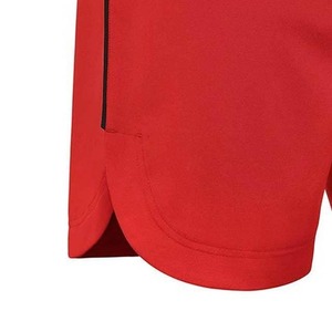 Men's Red High Waist Elastic Sport <b>Shorts</b> With Side Stripe Quick Dry Knitted Fabric - Product Image 4